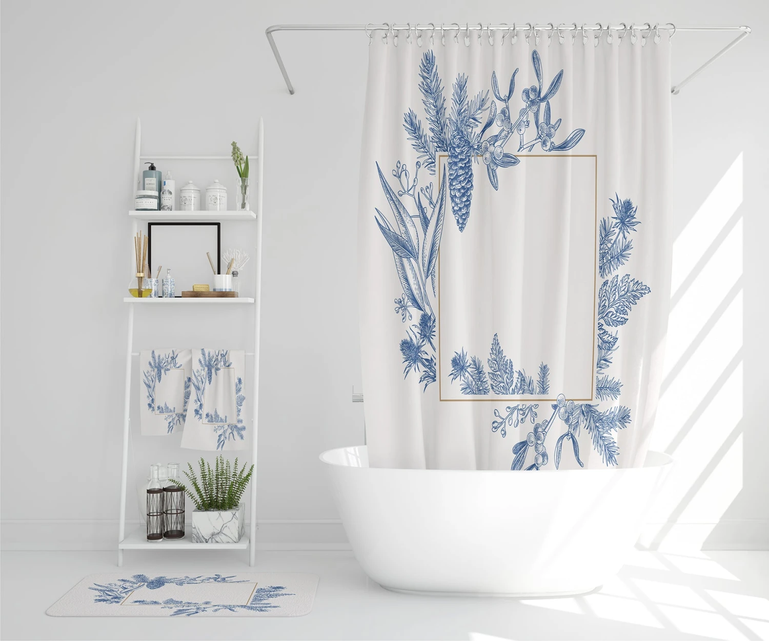 Christmas Holiday Frame With Pine Branches (Bathroom Set) 1 Christmas Holiday Frame With Pine Branches (Bathroom Set)