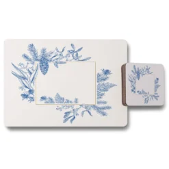 Christmas Holiday Frame With Pine Branches (Placemat & Coaster Set)