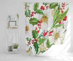 Watercolour Christmas Pattern (Shower Curtain)