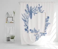 Christmas Holiday Frame With Pine Branches (Shower Curtain)