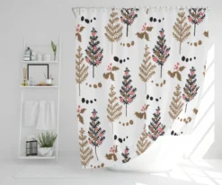 Christmas Tree, Holly Leaf Pattern (Shower Curtain)