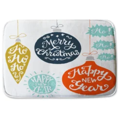 Vintage Christmas Baubles With Merry Christmas (bathmat)