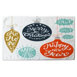 Vintage Christmas Baubles With Merry Christmas (bath Towel)