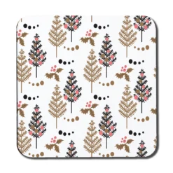 Christmas Tree, Holly Leaf Pattern (Coaster)