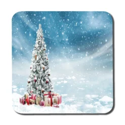 Beautiful Decorated Snowed In Christmas Tree (coaster)