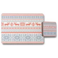 Christmas Background With Deer (placemat & Coaster Set)