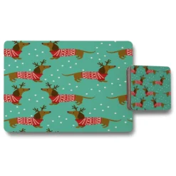 Dutchshunds In Christmas (placemat & Coaster Set)