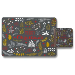 Merry Christmas Lettering (placemat & Coaster Set)