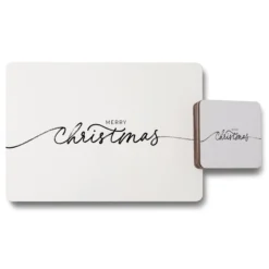 Merry Christmas Hand Drawn Lettering (placemat & Coaster Set)