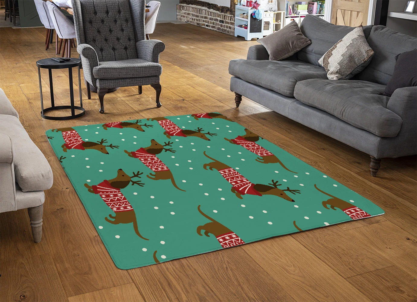 Dutchshunds In Christmas (rug) 2 Dutchshunds In Christmas (rug) - Image 2