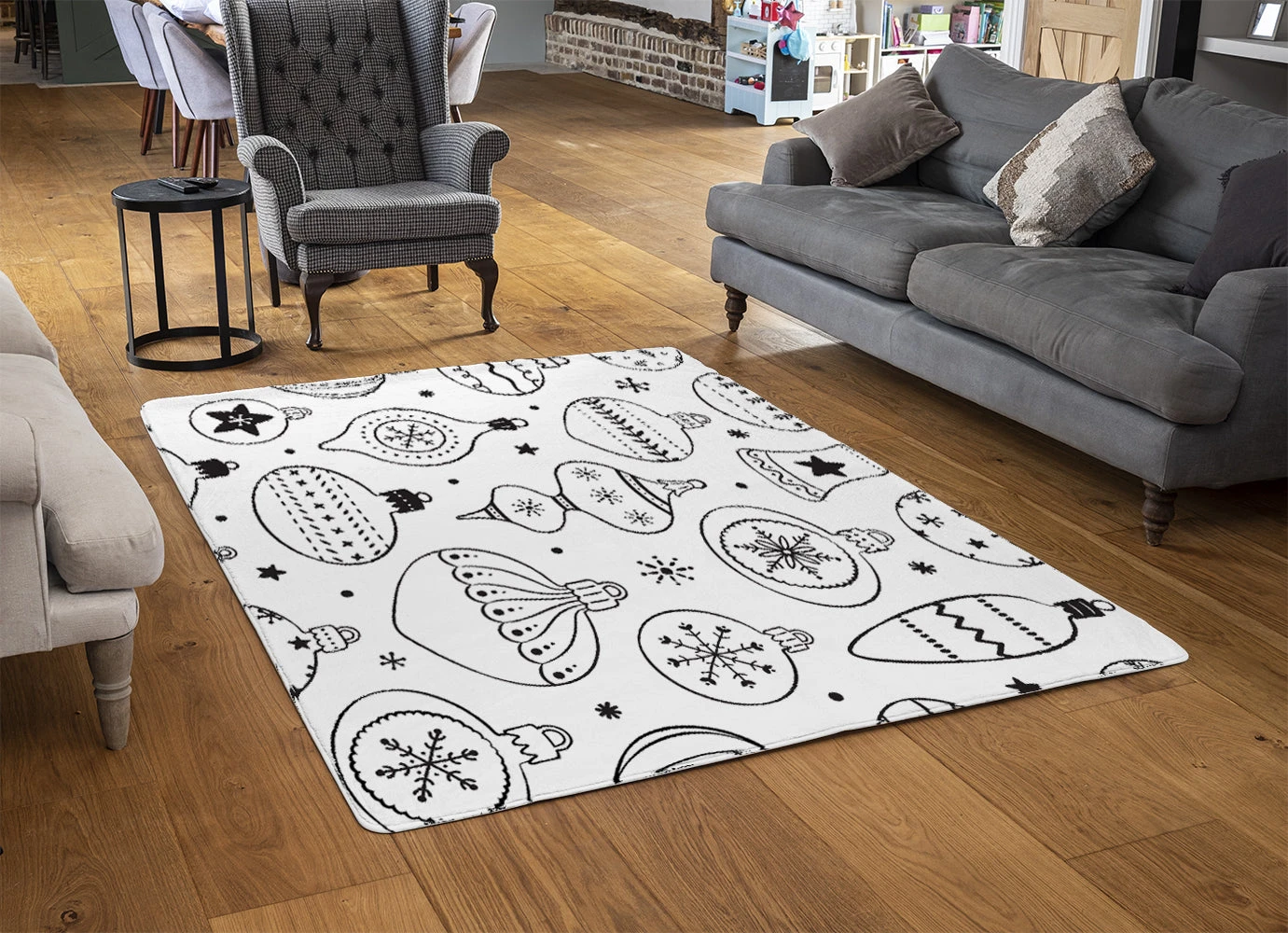 Hand Drawn Christmas Decorations (rug) 2 Hand Drawn Christmas Decorations (rug) - Image 2