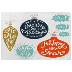 Vintage Christmas Baubles With Merry Christmas (rug)