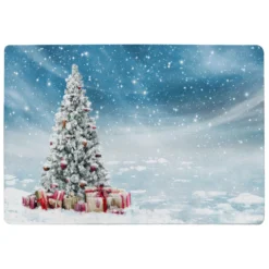 Beautiful Decorated Snowed In Christmas Tree (rug)