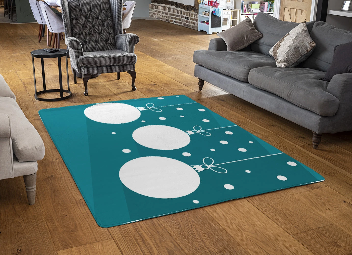 Green Christmas Baubles (rug) 2 Green Christmas Baubles (rug) - Image 2