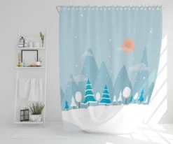 Christmas Snow Nature Background (shower Curtain)