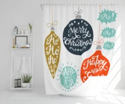 Vintage Christmas Baubles With Merry Christmas (shower Curtain)