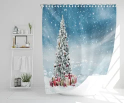 Beautiful Decorated Snowed In Christmas Tree (shower Curtain)